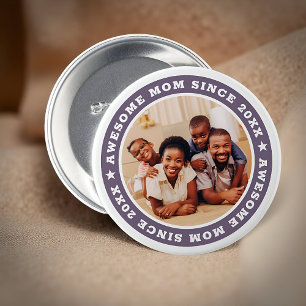 Awesome Mum Since 20XX Modern Simple Photo 7.5 Cm Round Badge