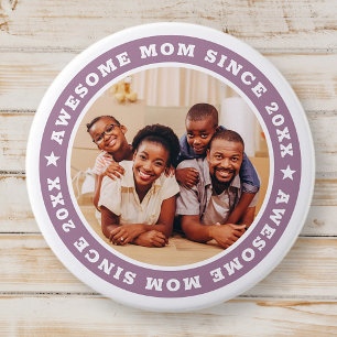 Awesome Mum Since 20XX Modern Simple Photo 7.5 Cm Round Badge