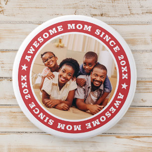 Awesome Mum Since 20XX Modern Simple Photo 7.5 Cm Round Badge