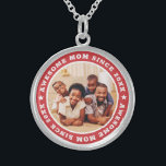 Awesome Mum Since 20XX Modern Simple Photo Sterling Silver Necklace<br><div class="desc">This simple and modern design is composed of serif typography and add a custom photo. Awesome Mum Since 20XX  circles the photo of your mum,  mother,  mama,  mum etc. This is a perfect gift for your Mum on her birthday,  mother's day,  christmas,  etc.</div>