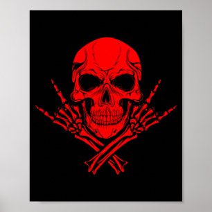 Awesome Music Skull Rocker Greeting Red Skull Poster