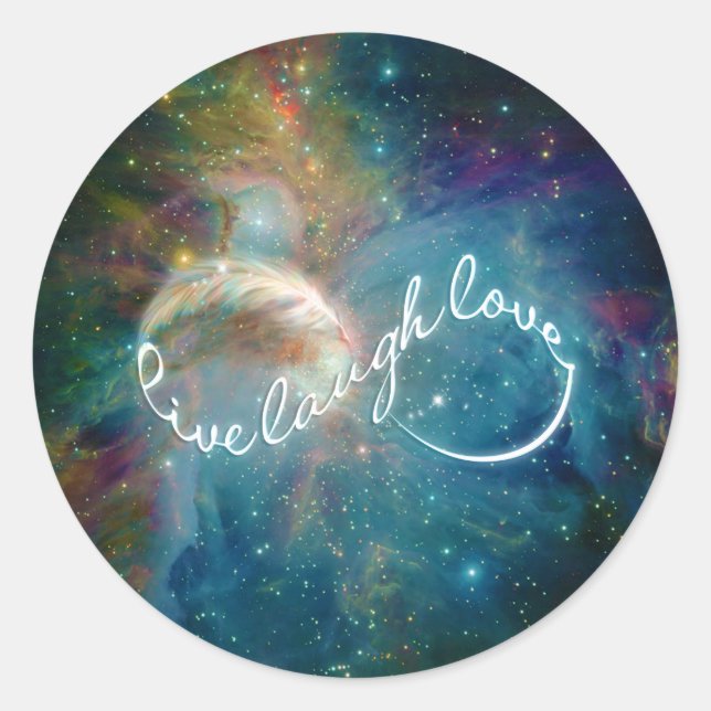Awesome mystic "Live Laugh Love" infinity symbol Classic Round Sticker (Front)