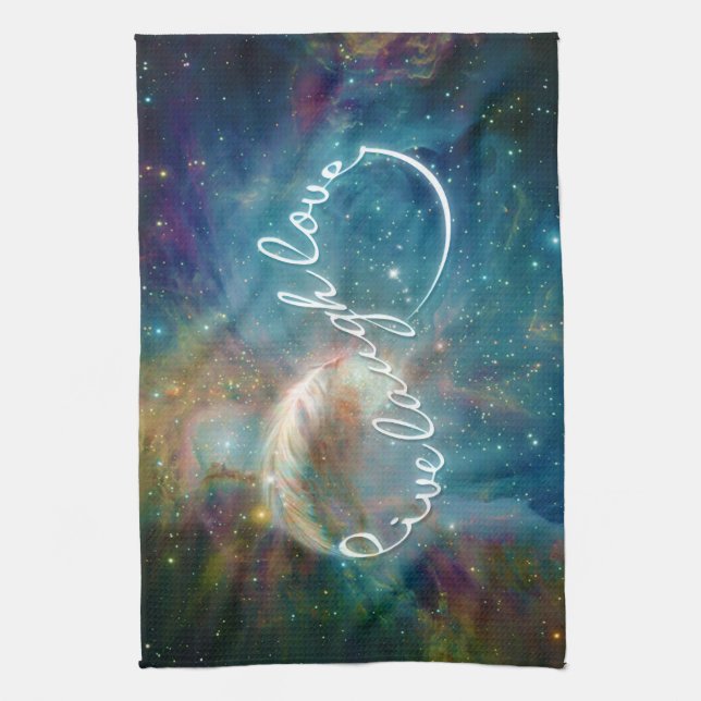 Awesome mystic "Live Laugh Love" infinity symbol Tea Towel (Vertical)