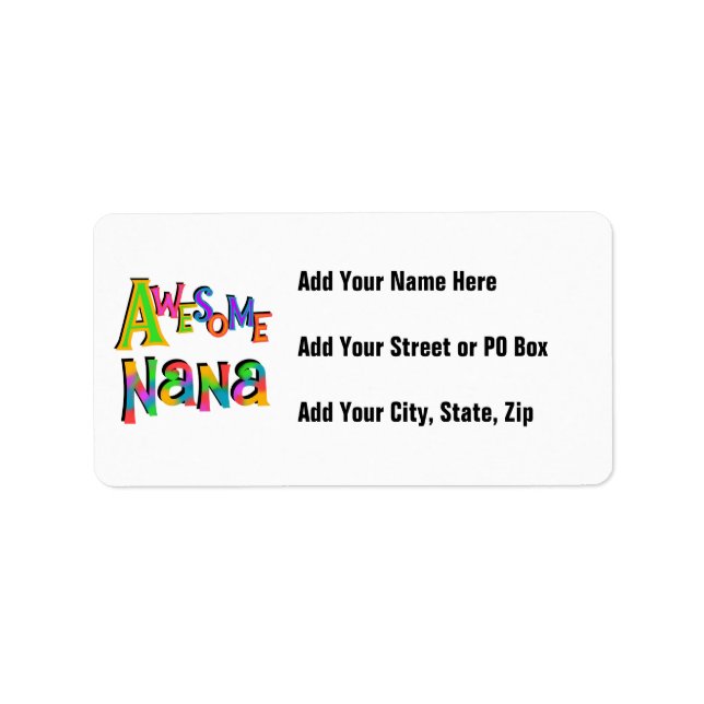 Awesome Nana T-shirts and Gifts Label (Front)