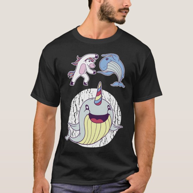 Awesome Narwhal Unicorns Of The Sea T-Shirt (Front)