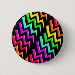 Awesome Neon Lightning Bolts Pattern 6 Cm Round Badge