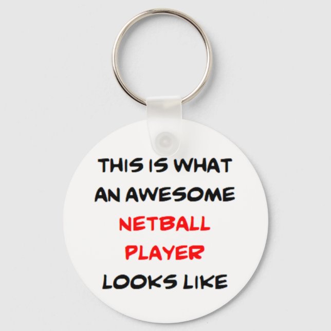 awesome netball player coffee mug key ring (Front)