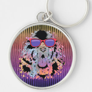 Awesome Newfoundland Dog Sunglasses Key Ring