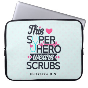 Awesome Nurse Superhero Saying Typography Laptop Sleeve