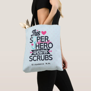 Awesome Nurse Superhero Saying Typography Tote Bag