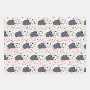 Awesome Oppossum Possum wrapping paper floral rose