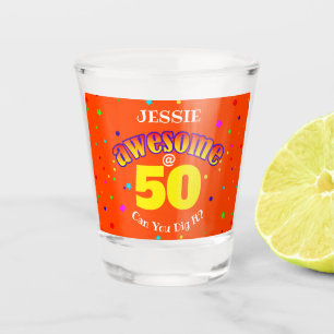 AWESOME Orange 50TH BIRTHDAY Shot Glass