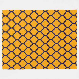 Awesome Orange Blue Moroccan Quatrefoil Pattern Fleece Blanket