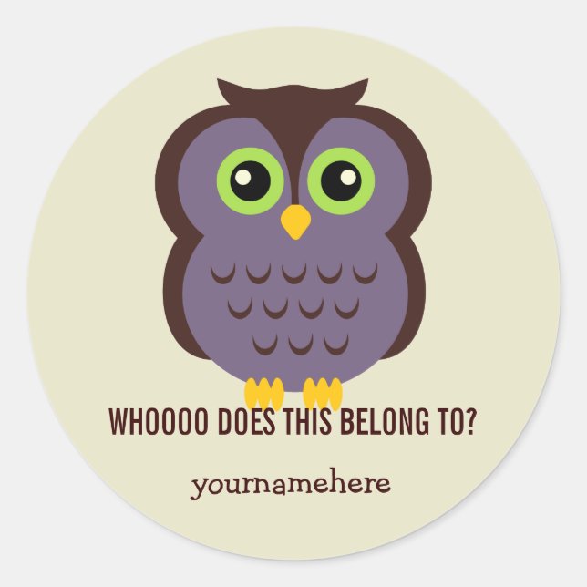 Awesome Owl THIS BELONGS TO Stickers (Front)