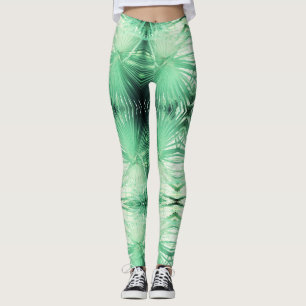 Awesome Pale Green Palm Tree Leaf Leggings