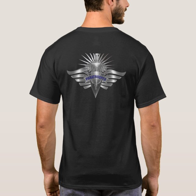 Awesome Paratrooper Custom Designed Wings T-Shirt (Back)
