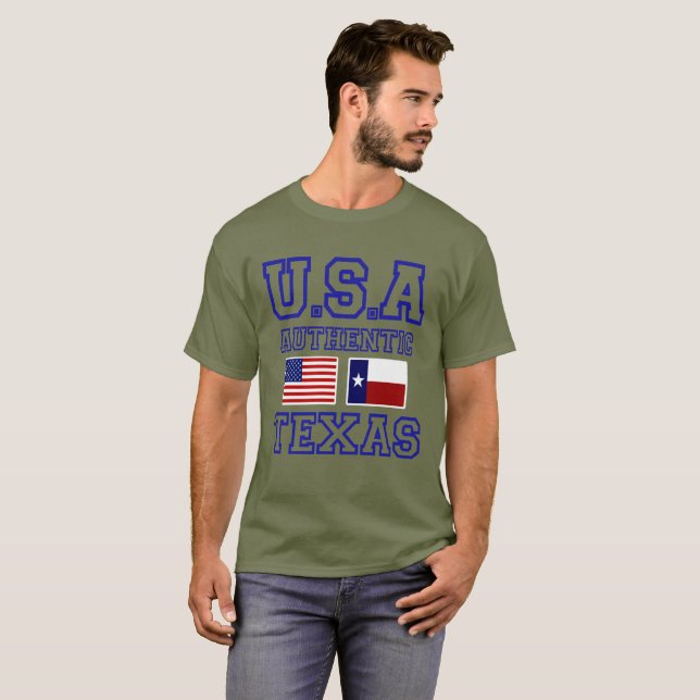 Awesome Patriotic Authentic Texas T-Shirt (Front Full)