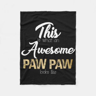 Awesome Paw Paw Special Grandpa  Fleece Blanket