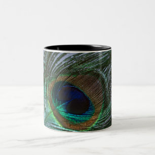 Awesome Peacock Feather Two-Tone Coffee Mug