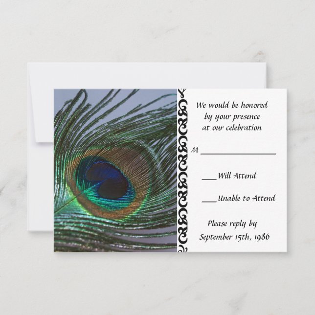 Awesome Peacock Wedding RSVP Cards (Front)