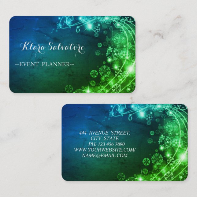 Awesome Perfect Christmas Green Lighting Business Card (Front/Back)