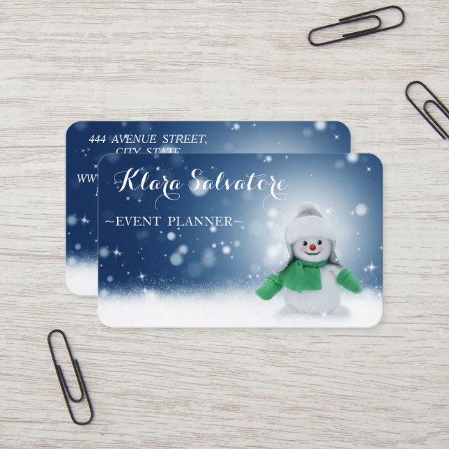Awesome Perfect Christmas Snowman Business Card (Front/Back In Situ)