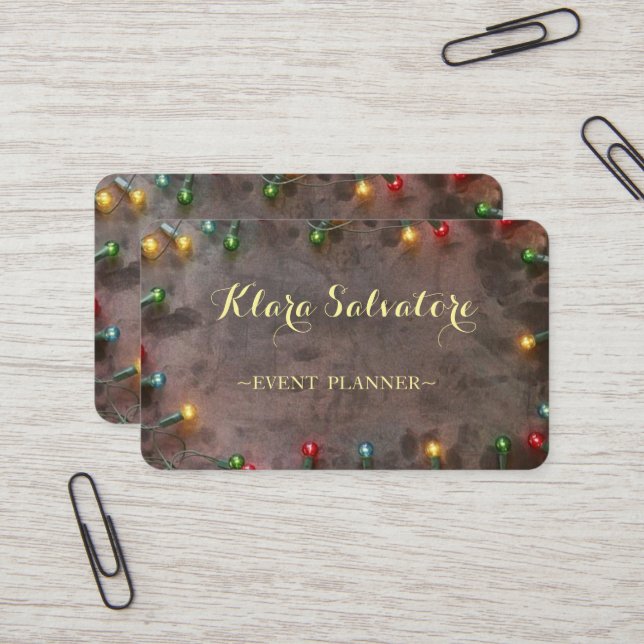 Awesome Perfect Chrtistmas Colourful Light Frame Business Card (Front/Back In Situ)