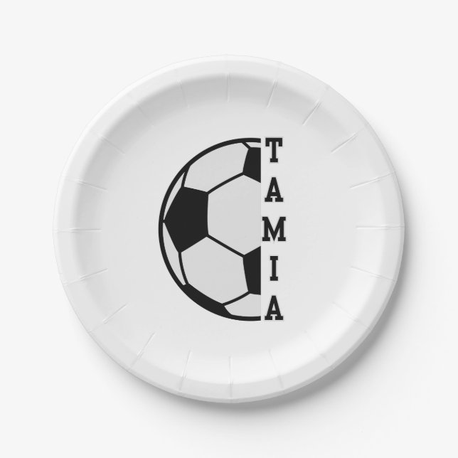 Awesome Personalised Name Soccer Ball Sports Paper Plate (Front)