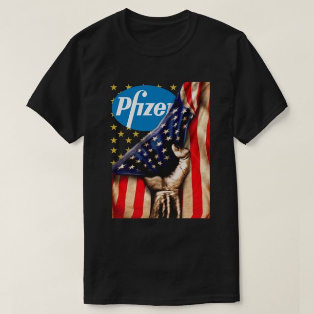 Awesome Pfizer Logo and America Flag Shirt (Design Front)