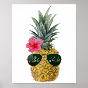 Awesome Pineapple Shirts- Aloha Beaches Tropical P Poster