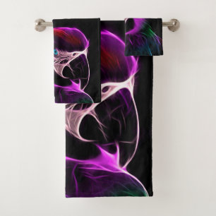 Awesome Plum Glow Parrot Bath Towel Set