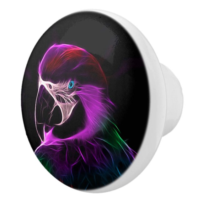 Awesome Plum Glow Parrot Ceramic Knob (Right)