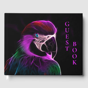Awesome Plum Glow Parrot Information Spine Guest Book
