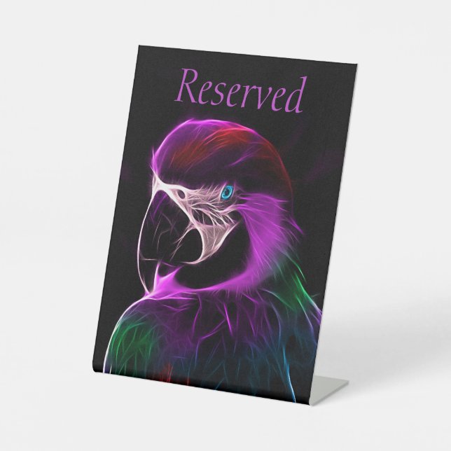 Awesome Plum Glowing Reservation Parrot  Pedestal Sign (Front)