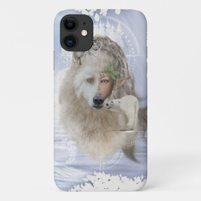 Awesome polarwolf with fairy,  Case-Mate iPhone case (Back)
