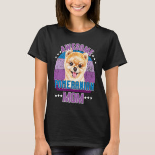 Awesome Pomeranian Mum Retro Sunset Mother Dog T-Shirt