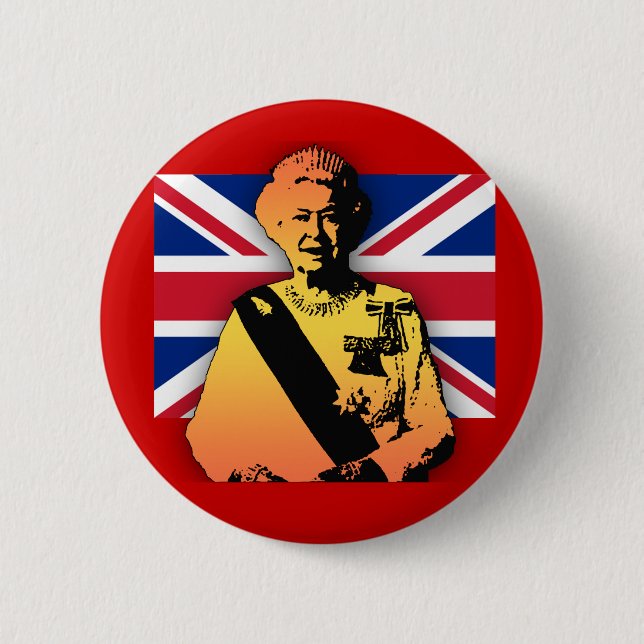 Awesome Pop Art Diamond Jubilee with Union Jack 6 Cm Round Badge (Front)