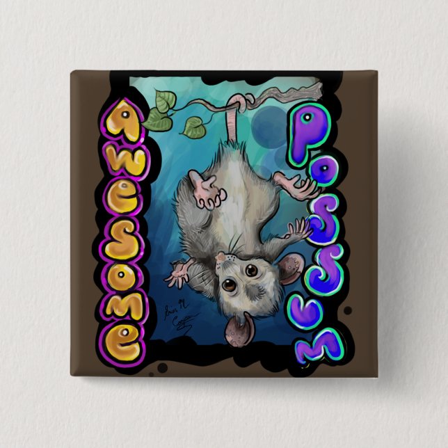 Awesome Possum 15 Cm Square Badge (Front)