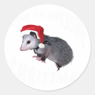 Awesome Possum Christmas Classic Round Sticker