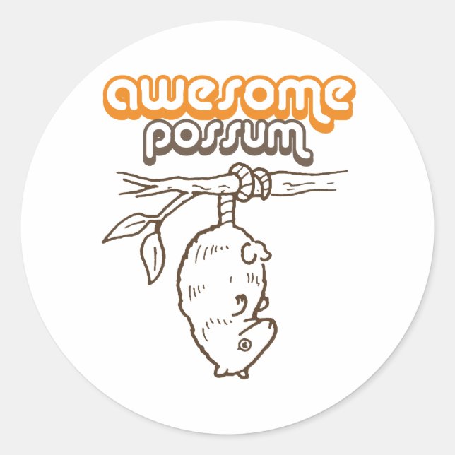 AWESOME POSSUM CLASSIC ROUND STICKER (Front)