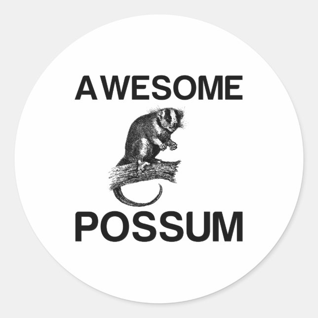 AWESOME POSSUM CLASSIC ROUND STICKER (Front)