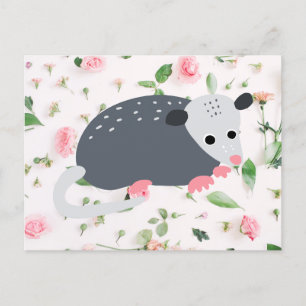 Awesome possum postcard design floral rose