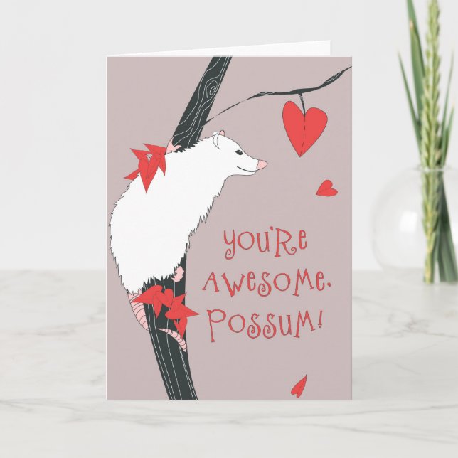 Awesome Possum Valentine Holiday Card (Front)