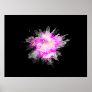Awesome Powder Paint Explosion Pink Yellow White Poster
