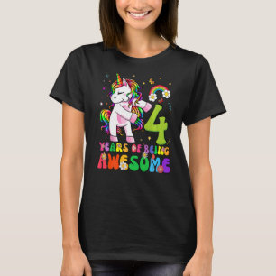 Awesome Princess Unicorn Birthday 4 Year Old Girl T-Shirt