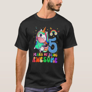 Awesome Princess Unicorn Birthday 5 Year Old Girl  T-Shirt