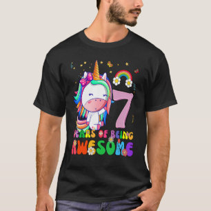 Awesome Princess Unicorn Birthday 7 Year Old Girl  T-Shirt