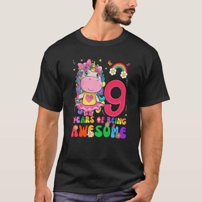 Awesome Princess Unicorn Birthday 8 Year Old Girl  T-Shirt (Front)