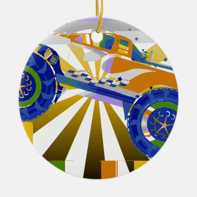 Awesome psychedelic Monster truck Ceramic Ornament (Front)