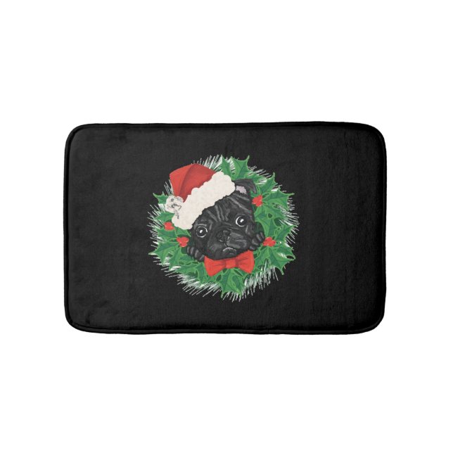 Awesome Pug Christmas Shirt Bath Mat (Front)